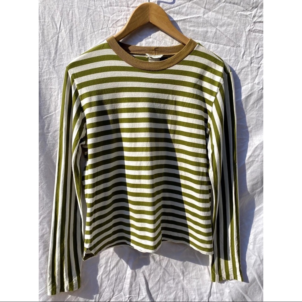 Dries Van Noten Green Striped Long Sleeve Shirt